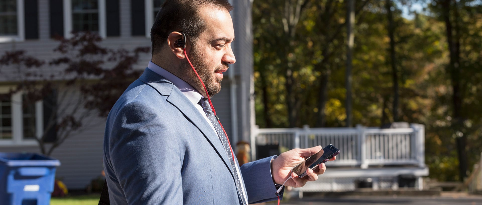 man wearing headphones outside