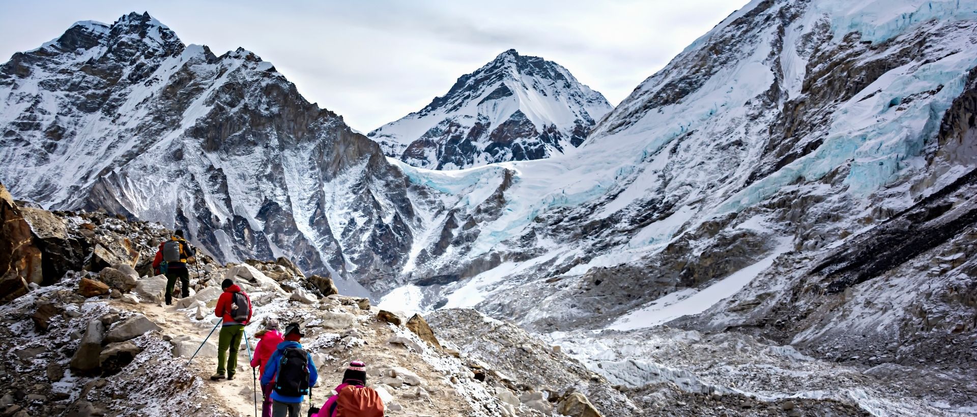 Hikers climbing up mt everest